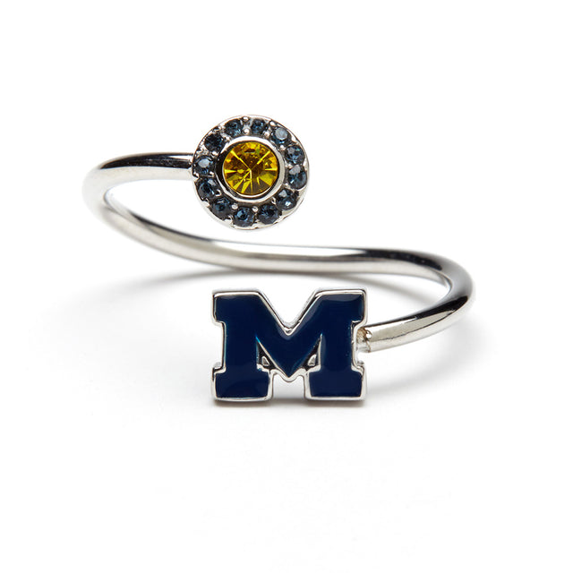 Michigan Wolverines Blue Stainless Steel Adjustable Ring