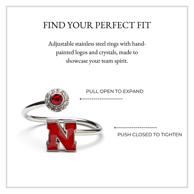 Nebraska Huskers Stainless Steel Adjustable Ring