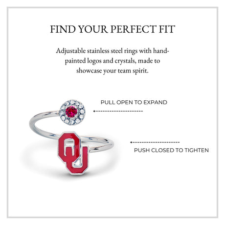 Oklahoma Sooners Stainless Steel Adjustable Ring