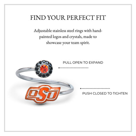 Oklahoma State Cowboys Stainless Steel Adjustable Ring