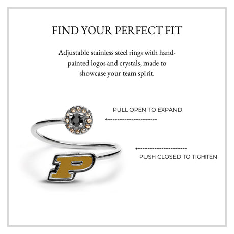 Purdue Boilermakers Stainless Steel Adjustable Ring
