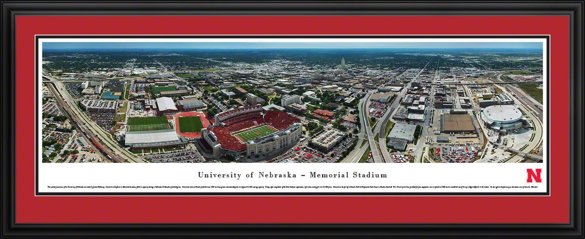 Nebraska Cornhuskers Football - Aerial - Deluxe Frame with Double Mat