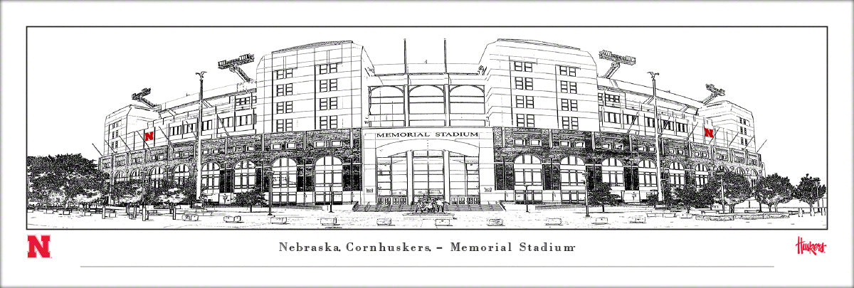 Nebraska Memorial Stadium Line Art - Unframed