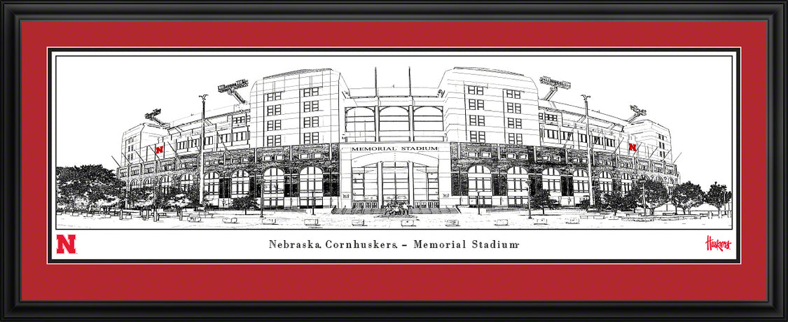 Nebraska Memorial Stadium Line Art - Deluxe Frame – College Logo Stuff