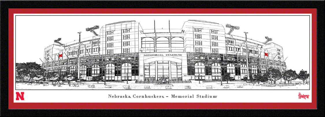 Nebraska Memorial Stadium Line Art - Select Frame – College Logo Stuff