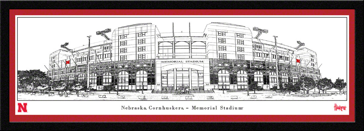 Nebraska Memorial Stadium Line Art - Select Frame – College Logo Stuff