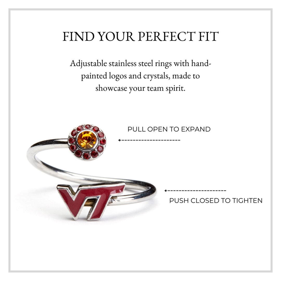Virginia Tech Hokies Stainless Steel  Adjustable Ring