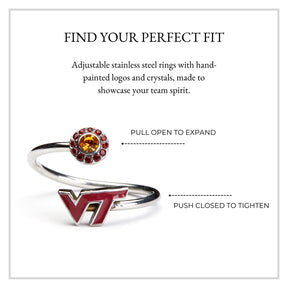 Virginia Tech Hokies Stainless Steel  Adjustable Ring