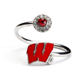 Wisconsin Badgers Stainless Steel Adjustable Ring