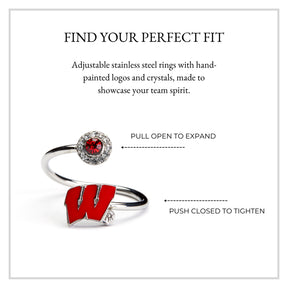 Wisconsin Badgers Stainless Steel Adjustable Ring