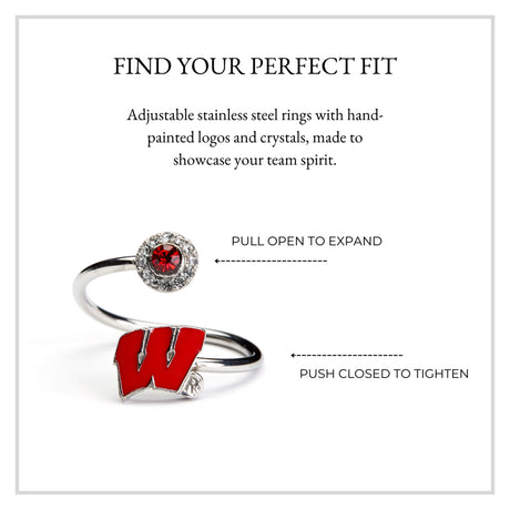Wisconsin Badgers Stainless Steel Adjustable Ring