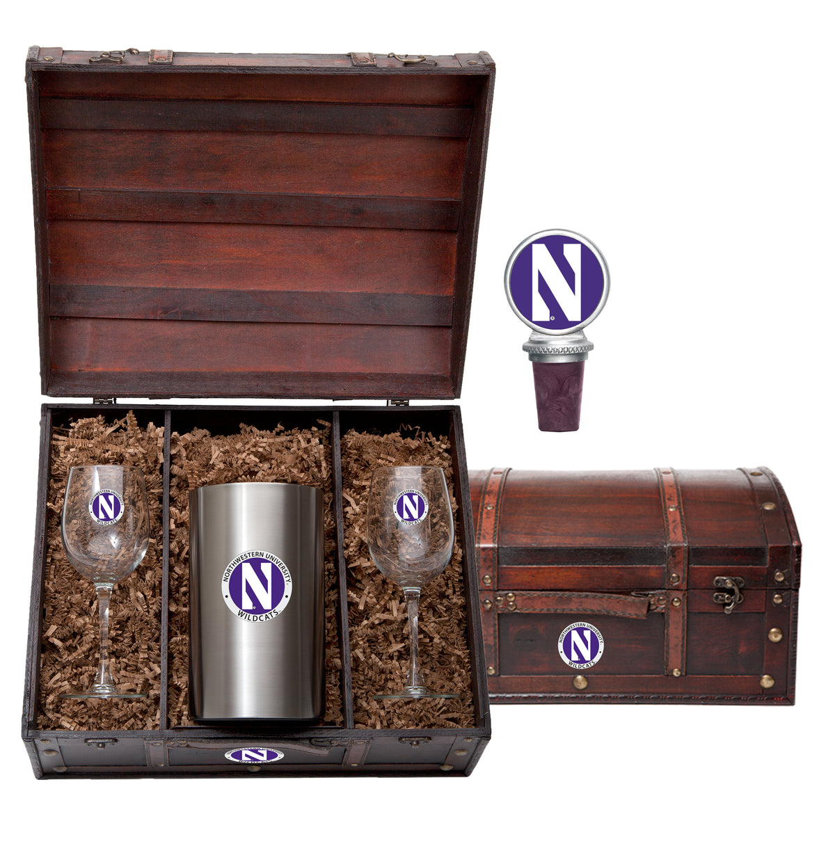 Northwestern Wildcats Wine Chest Set