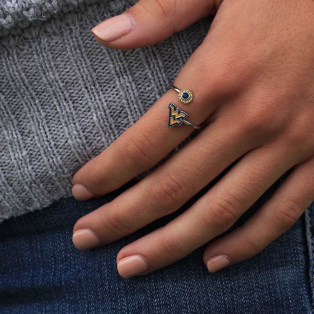 West Virginia Mountaineers Stainless Steel Adjustable Ring