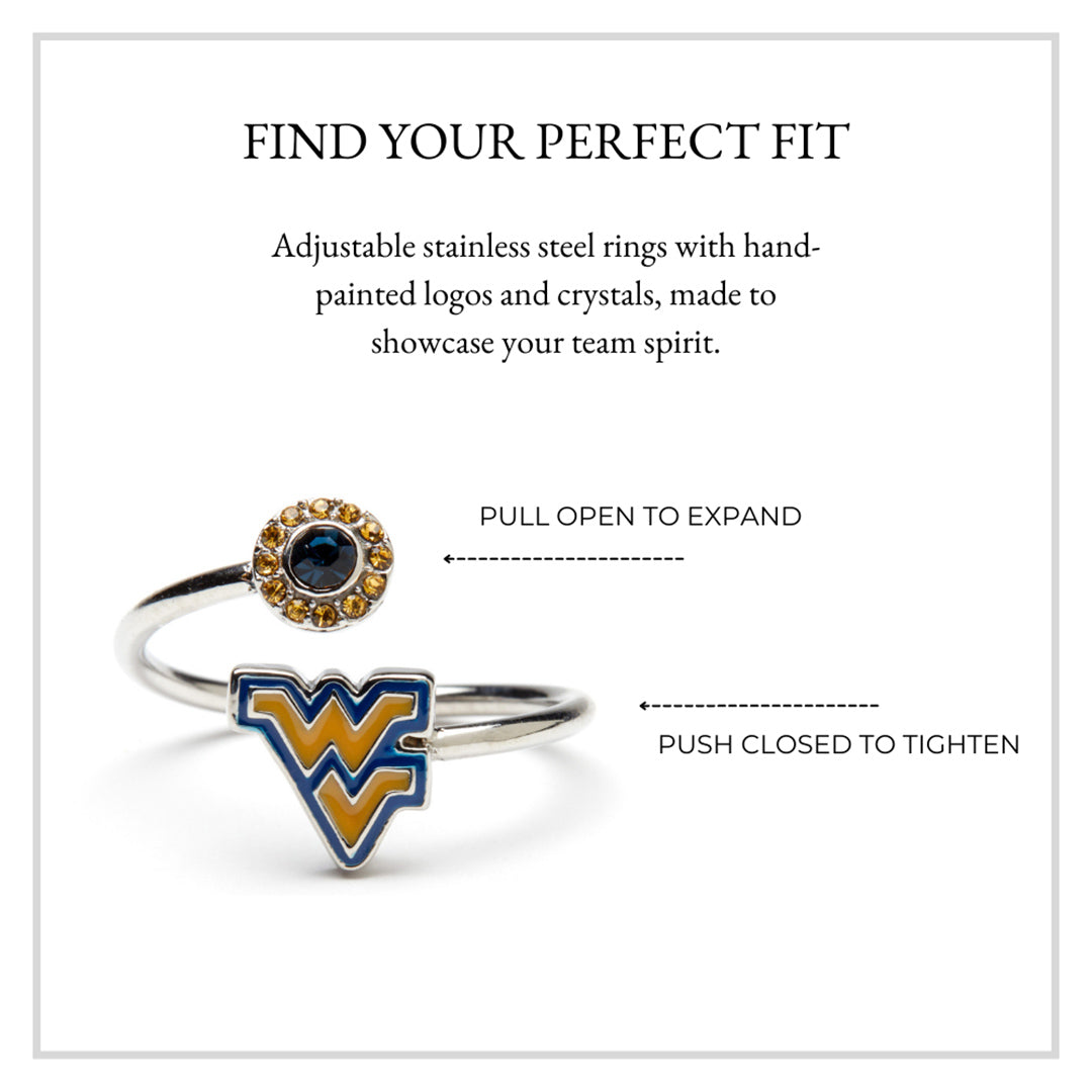 West Virginia Mountaineers Stainless Steel Adjustable Ring