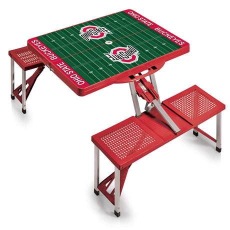 Ohio State Buckeyes Picnic Table Portable Folding Table with Seats - Football