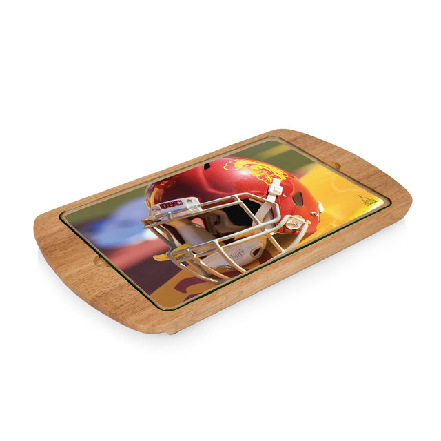USC Trojans Billboard Glass Top Serving Tray - Helmet