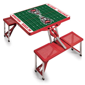 NC State Wolfpack Picnic Table Portable Folding Table with Seats - Football