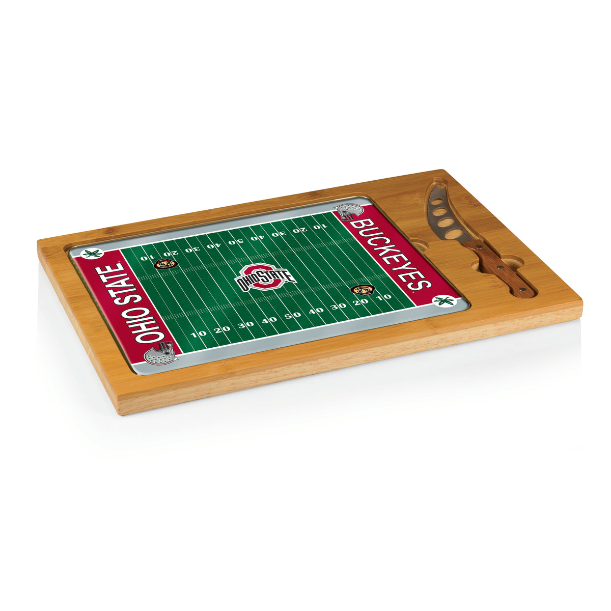 Ohio State Buckeyes Icon Glass Top Cutting Board & Knife Set - Football