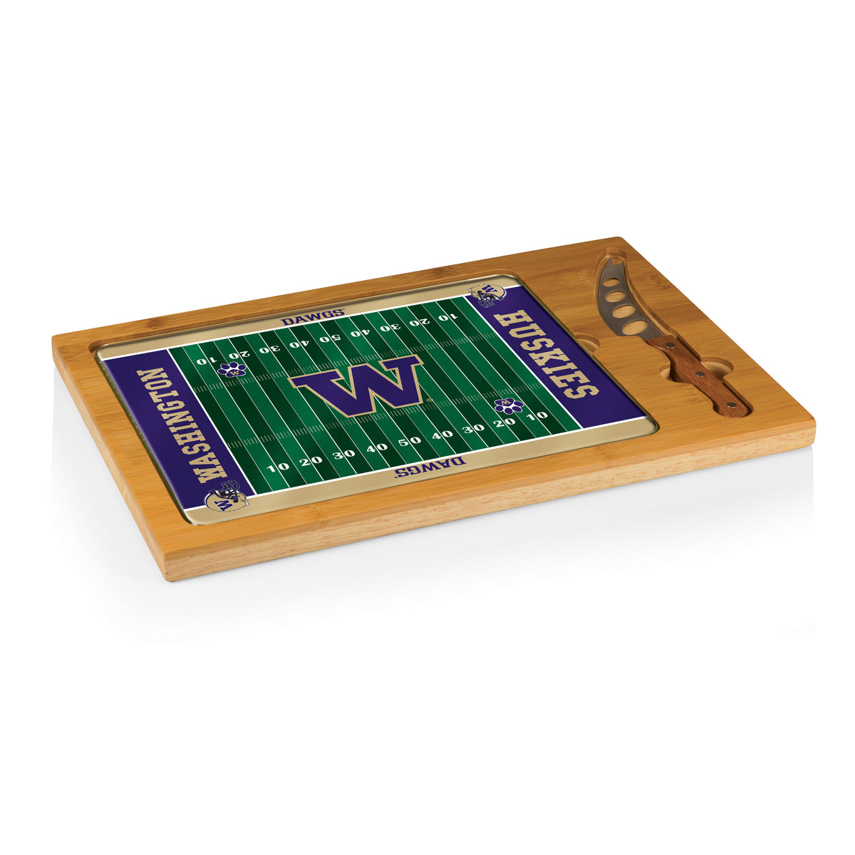 Washington Huskies Icon Glass Top Cutting Board & Knife Set