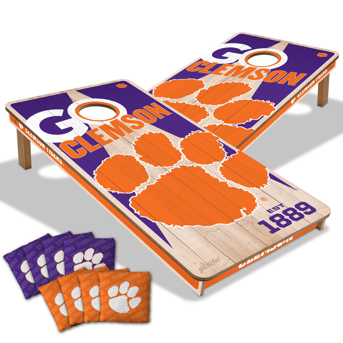Clemson Tigers 2x4 All Wood Cornhole Game Set