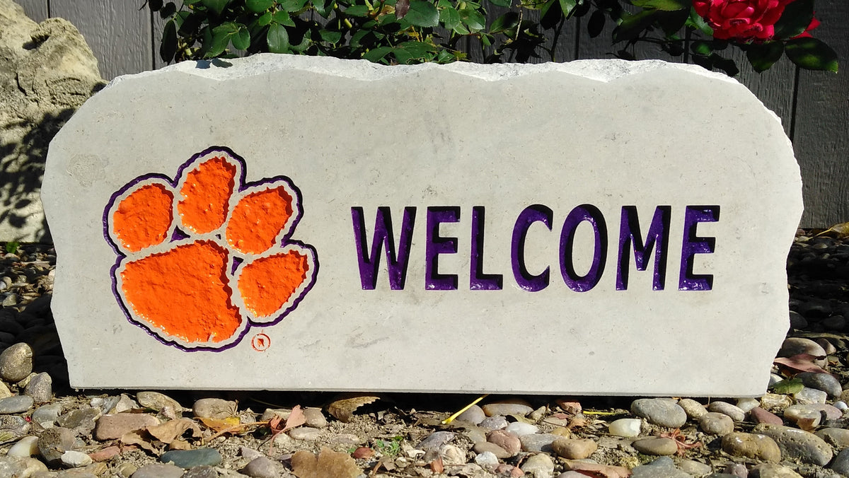 Show your love for the Clemson Tigers when you add this Engraved Limestone Decorative Stone to your collection.