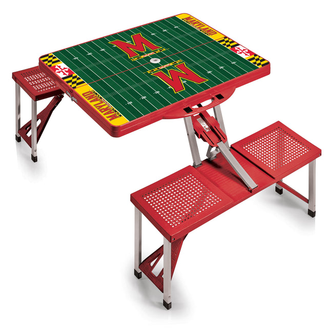 Maryland Terrapins Picnic Table Portable Folding Table with Seats - Football