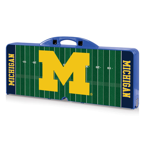 Michigan Wolverines Picnic Table Portable Folding Table with Seats - Football