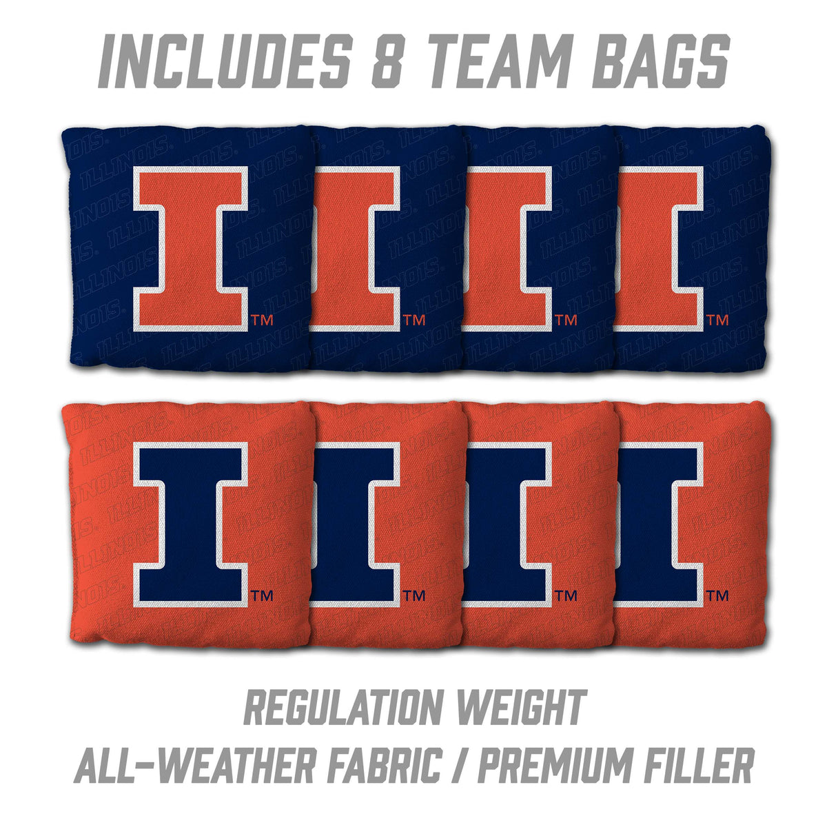 Illinois Fighting Illini 2x4 All Wood Cornhole Game Set