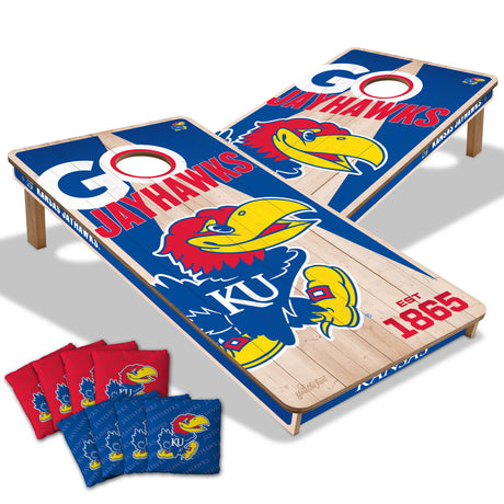 Kansas Jayhawks 2x4 All Wood Cornhole Game Set