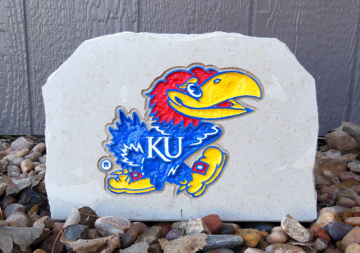 Show your love for the Kansas Jayhawks when you add this Engraved Limestone Decorative Stone to your collection.