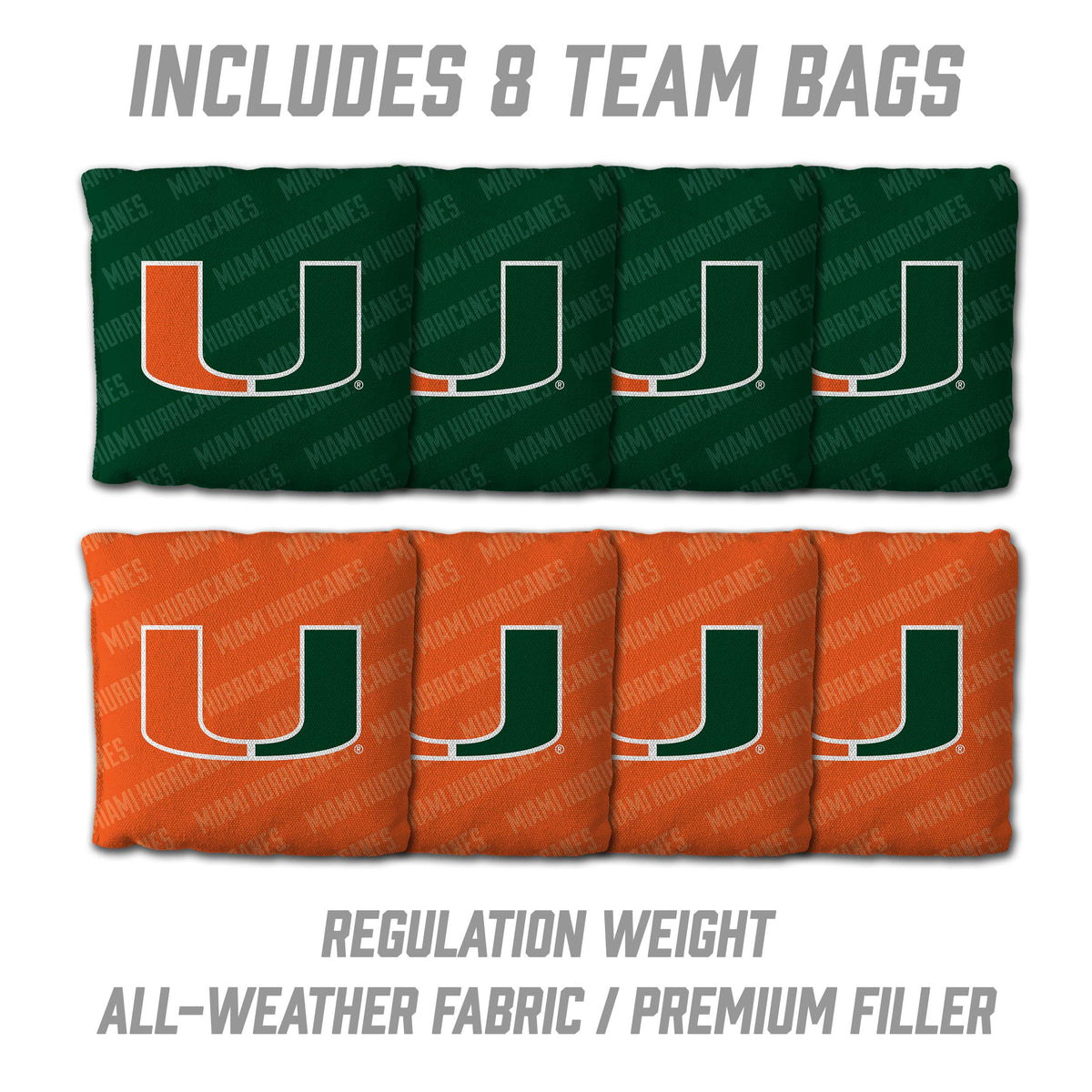 Miami Hurricanes 2x3 All Wood Cornhole Game Set