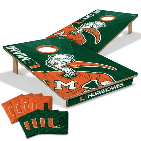 Miami Hurricanes 2x3 All Wood Cornhole Game Set