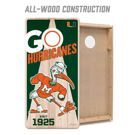 Miami Hurricanes 2x4 All Wood Cornhole Game Set