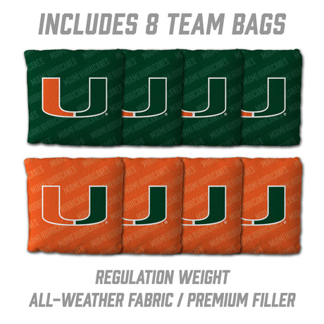 Miami Hurricanes 2x4 All Wood Cornhole Game Set