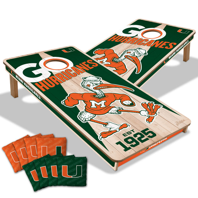 Miami Hurricanes 2x4 All Wood Cornhole Game Set