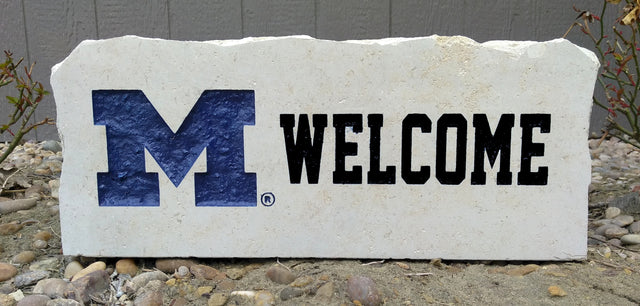 Show your love for the Michigan Wolverines when you add this Engraved Limestone Decorative Stone to your collection.
