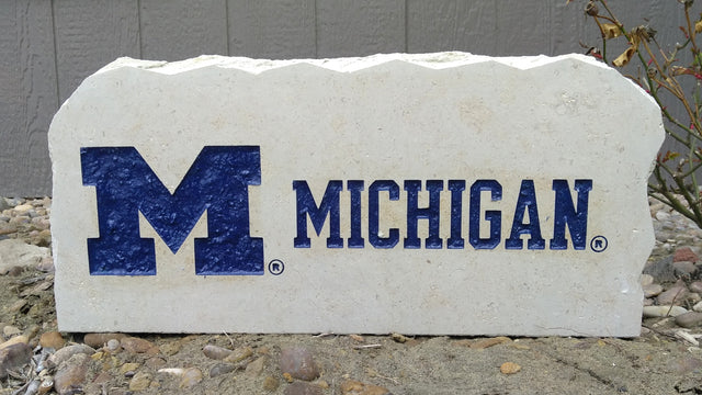 Show your love for the Michigan Wolverines when you add this Engraved Limestone Decorative Stone to your collection.
