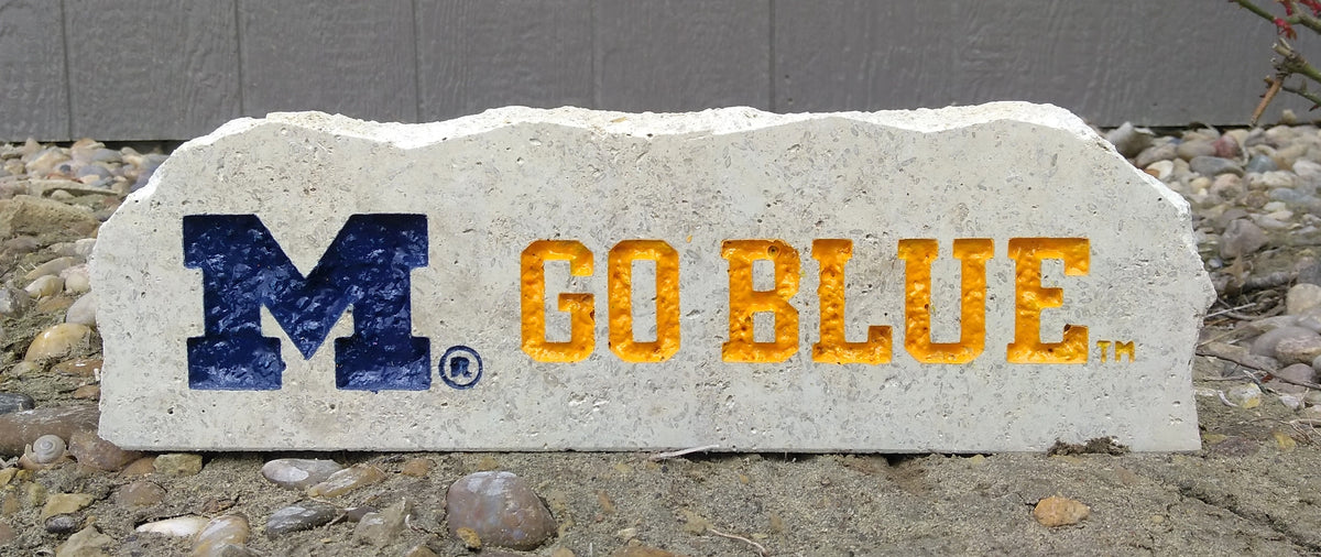 Show your love for the Michigan Wolverines when you add this Engraved Limestone Decorative Stone to your collection.