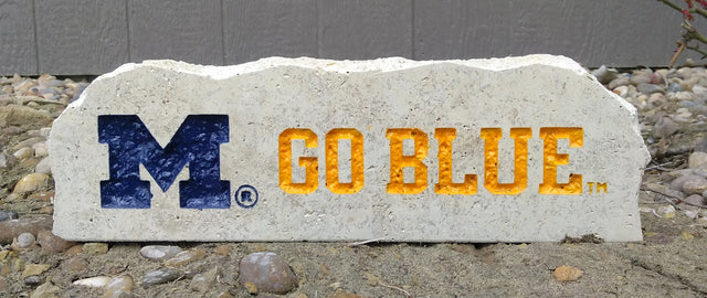 Show your love for the Michigan Wolverines when you add this Engraved Limestone Decorative Stone to your collection.