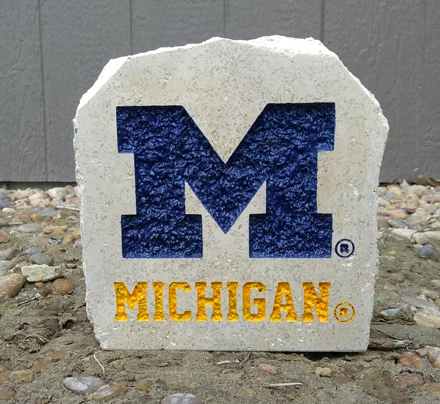 Show your love for the Michigan Wolverines when you add this Engraved Limestone Decorative Stone to your collection.