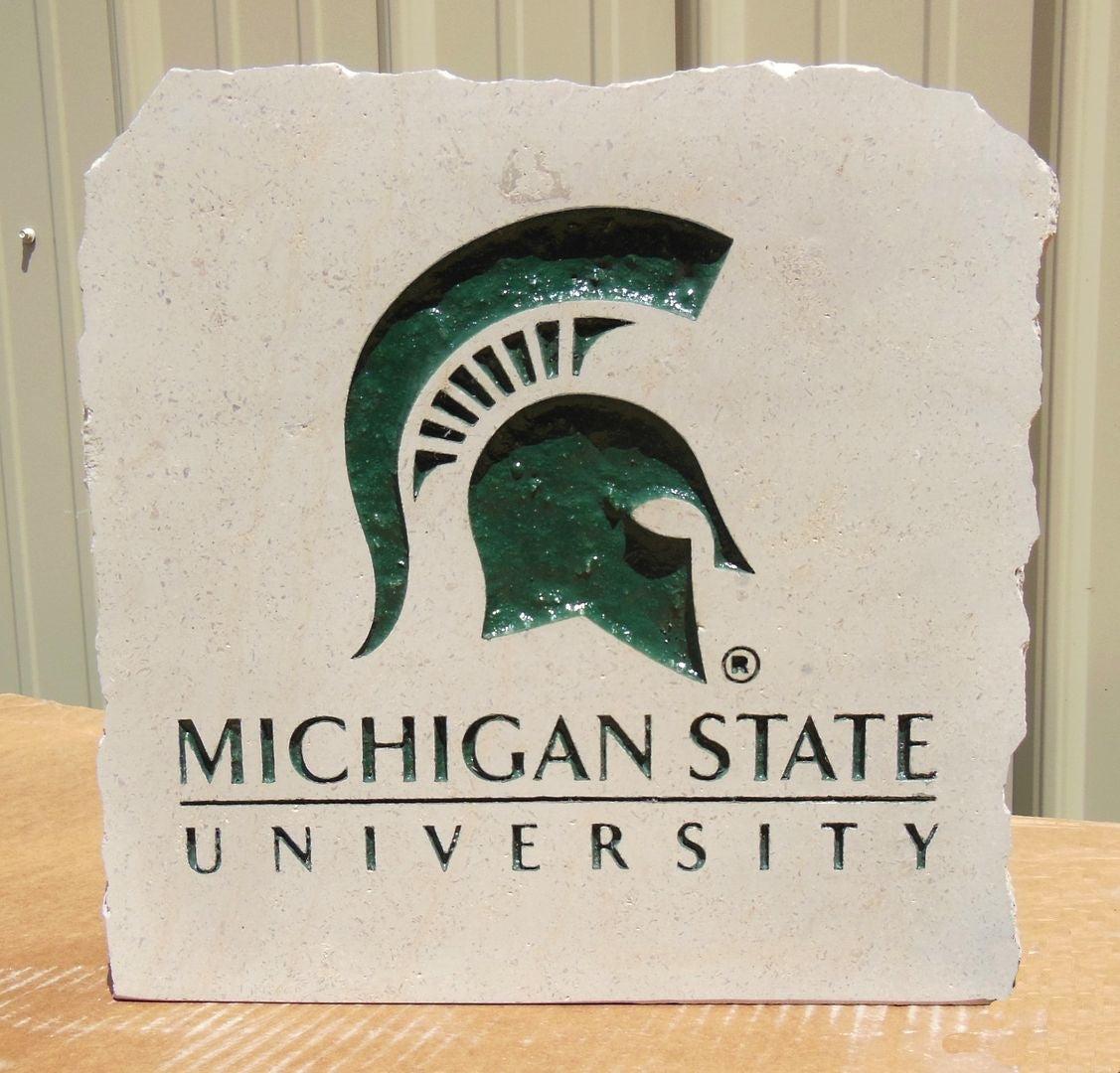 Show your love for the Michigan State University Spartans when you add this Engraved Limestone Decorative Stone to your collection.