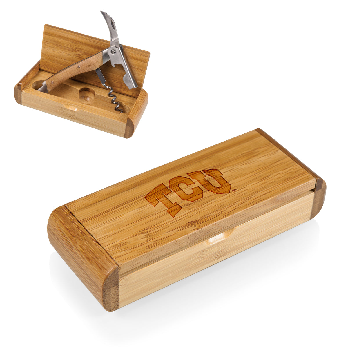 TCU Horned Frogs Elan Deluxe Corkscrew In Bamboo Box