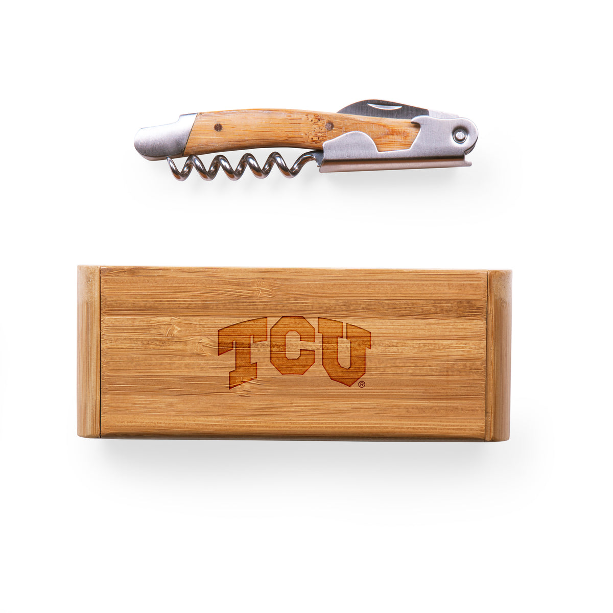 TCU Horned Frogs Elan Deluxe Corkscrew In Bamboo Box