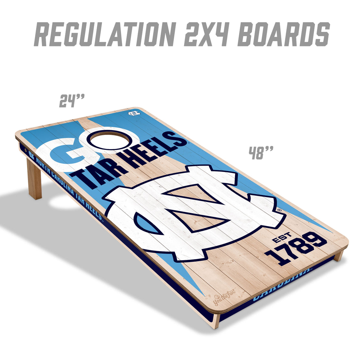 North Carolina Tar Heels 2x4 All Wood Cornhole Game Set