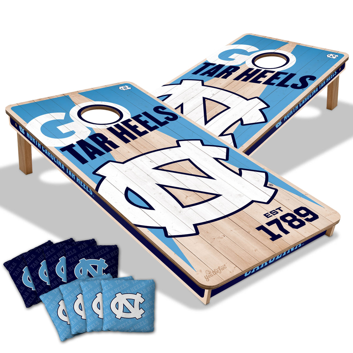 North Carolina Tar Heels 2x4 All Wood Cornhole Game Set