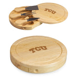 TCU Horned Frogs Brie Cheese Cutting Board & Tools Set