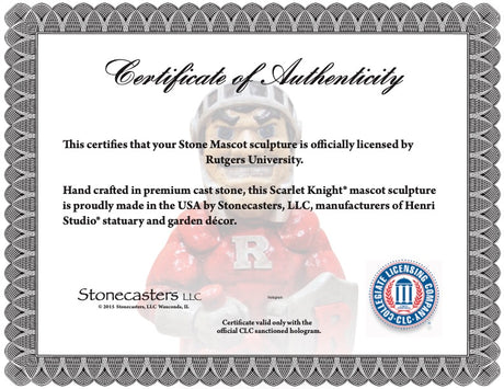 Rutgers Scarlet Knights Vintage Mascot Garden Statue