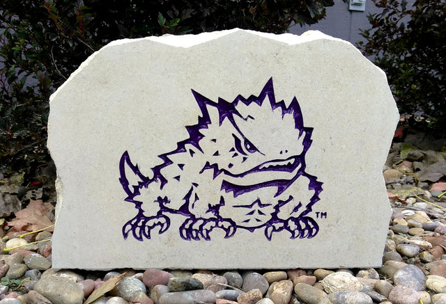 Show your love for the TCU Horned Frogs when you add this Engraved Limestone Decorative Stone to your collection.