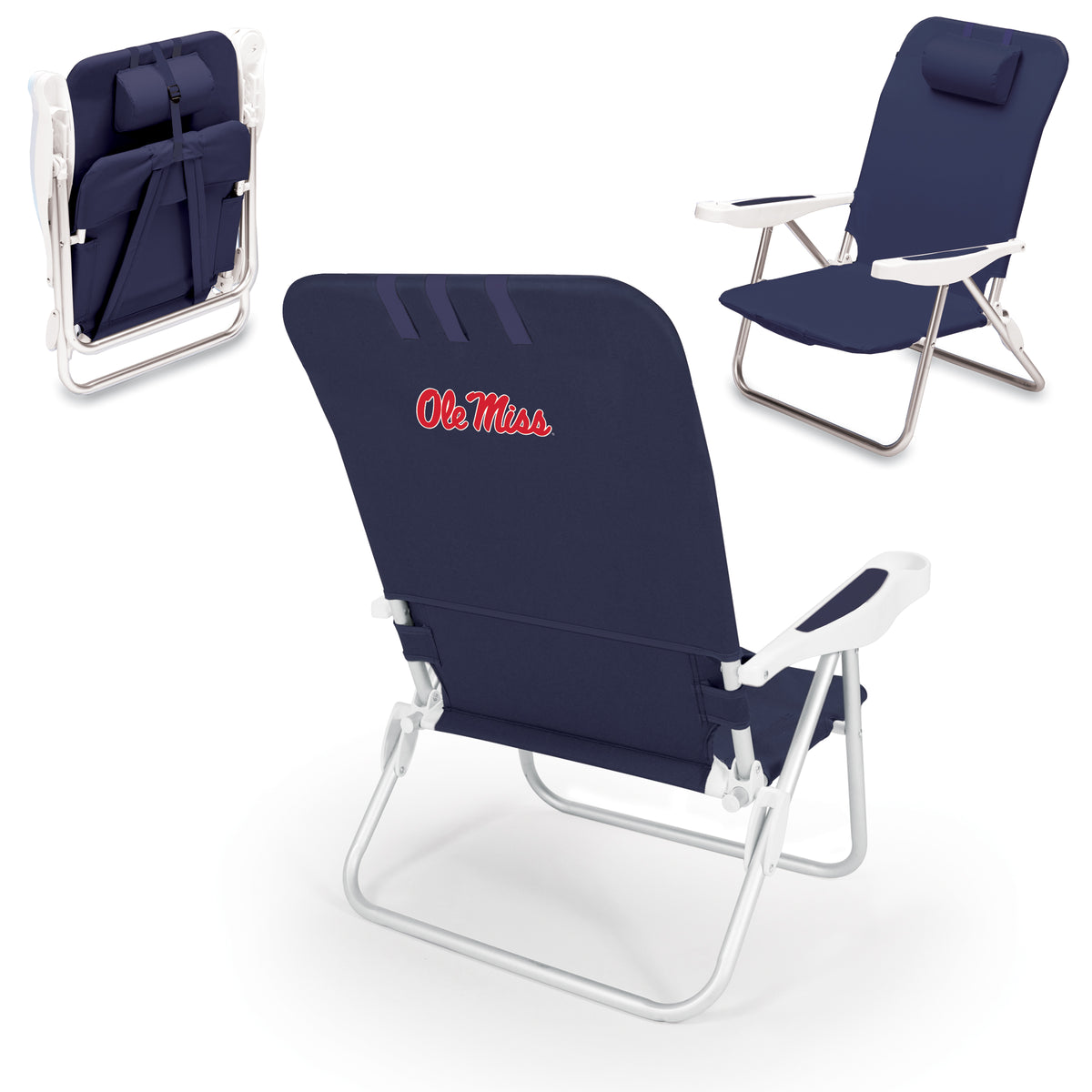 Mississippi Rebels Monaco Reclining Beach Backpack Chair