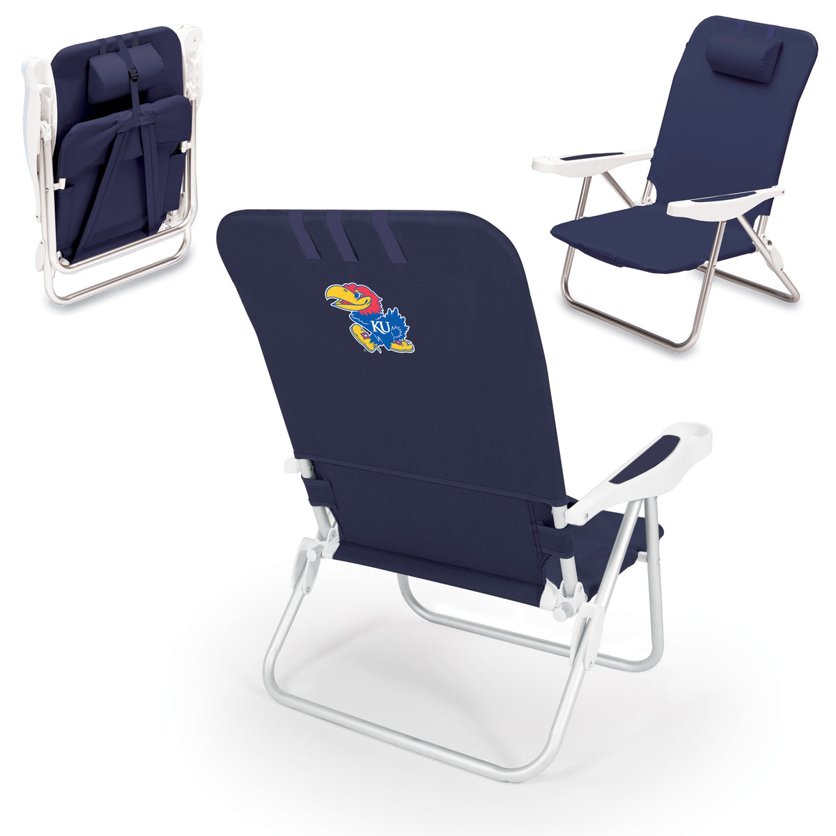 Kansas Jayhawks Monaco Reclining Beach Backpack Chair